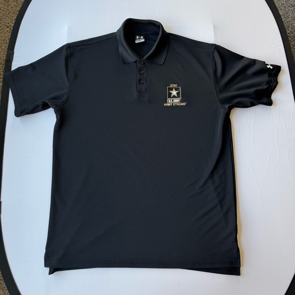 Men’s Under Armour UA US Army Stay Army Strong Black Polo Shirt Size Medium